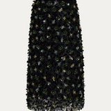 Embroidered Silk Georgette Midi Skirt