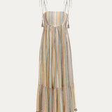 Juniper Tasseled Metallic Striped Dress
