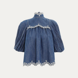 Laurel Scallop Denim Blouse