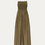 Shirred Lace Up Dress