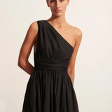 Gathered One Shoulder Dress