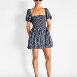 Shirred Peasant Mini Dress