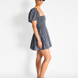 Shirred Peasant Mini Dress