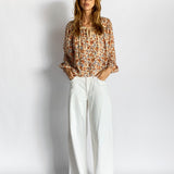 Issa Shirred Printed Cotton Blouse