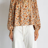 Issa Shirred Printed Cotton Blouse