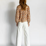 Issa Shirred Printed Cotton Blouse