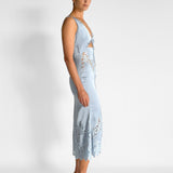 Satin Lace Insert Midi Dress