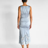 Satin Lace Insert Midi Dress