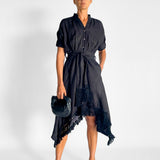 Linen Crochet Shirt Dress