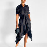 Linen Crochet Shirt Dress
