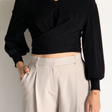 Micro Crepe Wrap Top