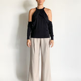 Cutout Shoulder Long Sleeve Top