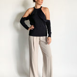Cutout Shoulder Long Sleeve Top