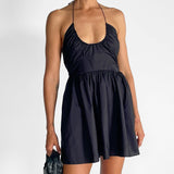 Drawcord Halter Mini Dress
