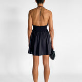 Drawcord Halter Mini Dress