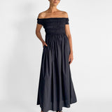 Shirred Off The Shoulder Dress