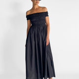 Shirred Off The Shoulder Dress
