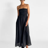 Shirred Lace Up Dress
