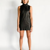 Leather Shift Mini Dress