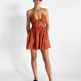 Drawcord Halter Mini Dress