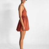 Drawcord Halter Mini Dress