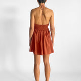 Drawcord Halter Mini Dress