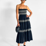 Shirred Tiered Midi Dress