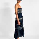 Shirred Tiered Midi Dress