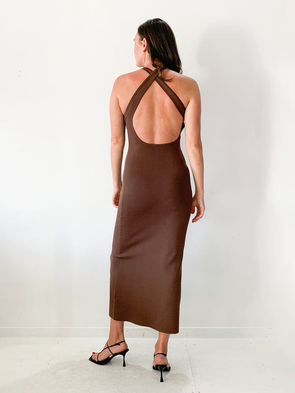 Aude Asymmetric Knit Maxi Dress