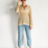 Open Collar Knitted Top