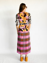 Cozi Contrast Print Silk Midi Dress