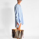 Striped Collarless Shirt Dress