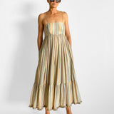 Juniper Tasseled Metallic Striped Dress