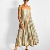 Juniper Tasseled Metallic Striped Dress