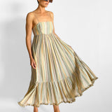 Juniper Tasseled Metallic Striped Dress