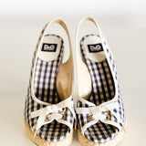 Slingback Gingham Wedge