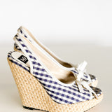 Slingback Gingham Wedge