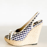 Slingback Gingham Wedge