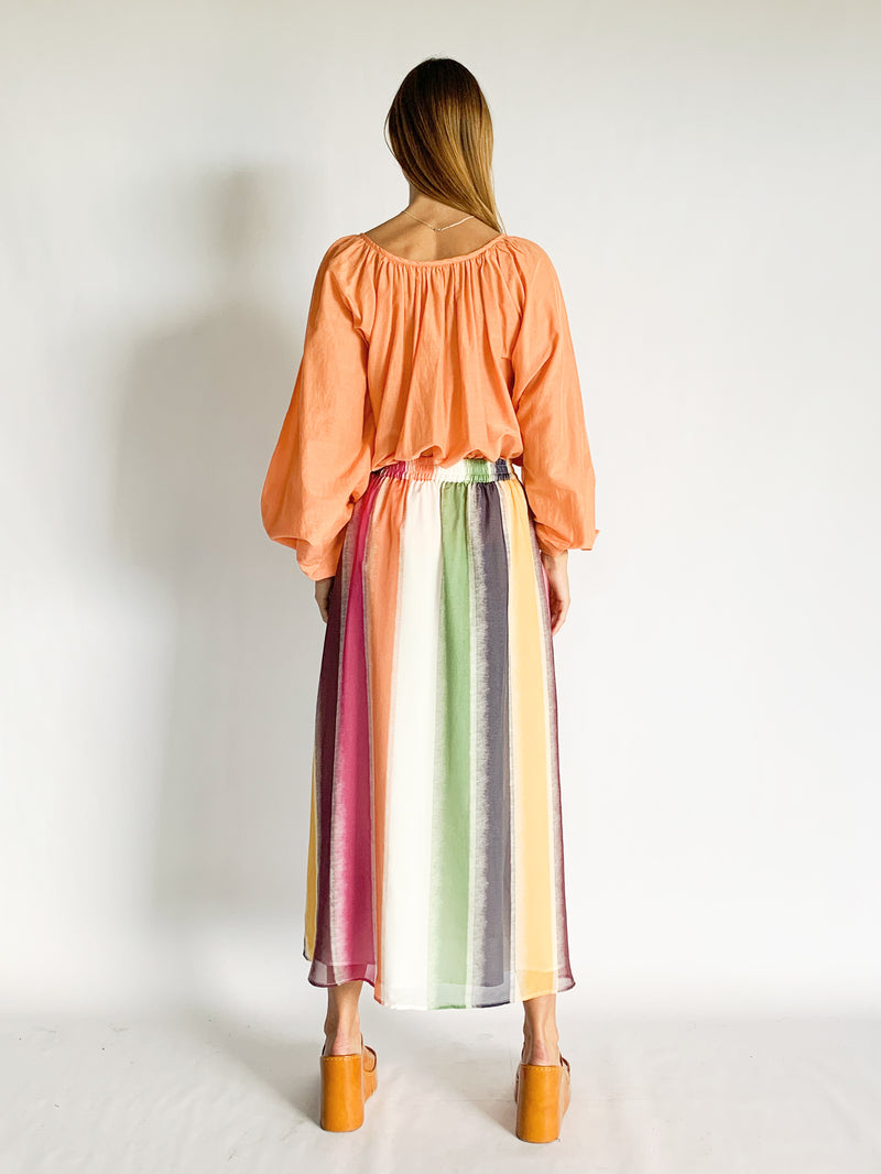 Fortune Stripe Silk Skirt