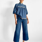 Laurel Scallop Denim Blouse