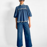 Laurel Scallop Denim Blouse