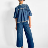 Laurel Scallop Denim Blouse