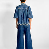 Laurel Scallop Denim Blouse