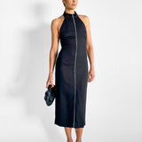 Raw Edge Halter Dress