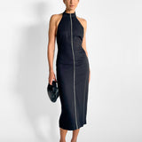 Raw Edge Halter Dress