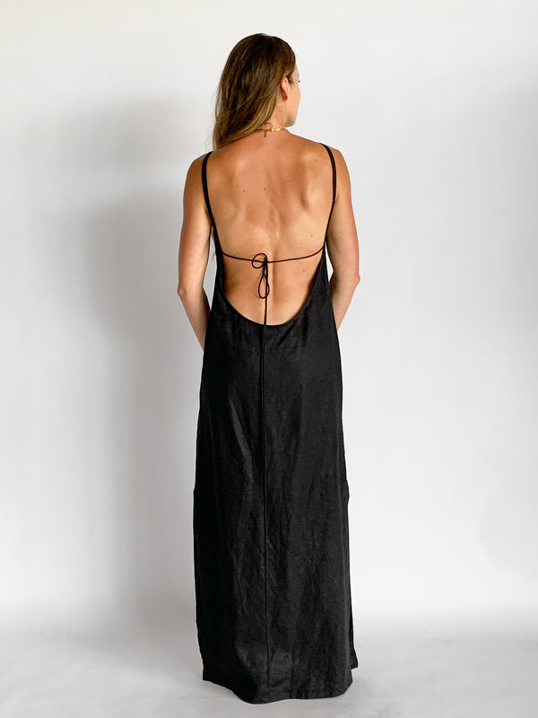 Backless Linen Maxi Dress