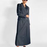 Pinstripe Maxi Coat