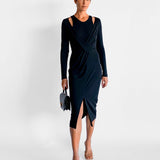 Willow Pleat Front Drape Dress