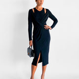 Willow Pleat Front Drape Dress