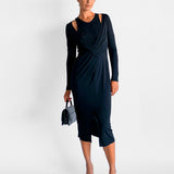 Willow Pleat Front Drape Dress